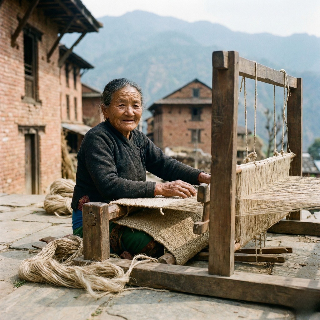 Himalayan artisan weaving hemp